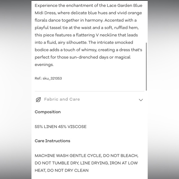 Farm Rio Blue Lace Garden Midi Dress. - Picture 8 of 8